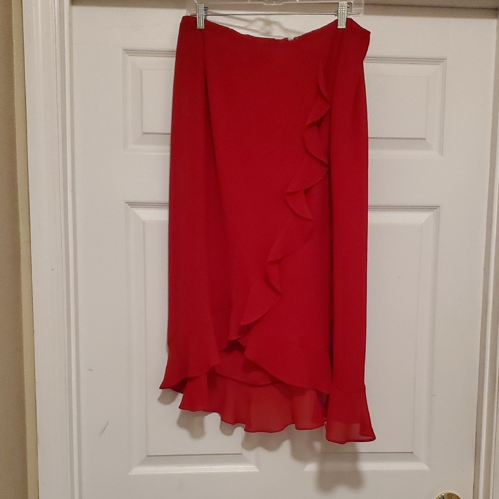 Elegant Red Ruffle Skirt